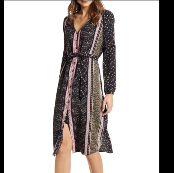 CUPCAKES AND CASHMERE nollie black dress black pink printed small NWT - Picture 3 of 11